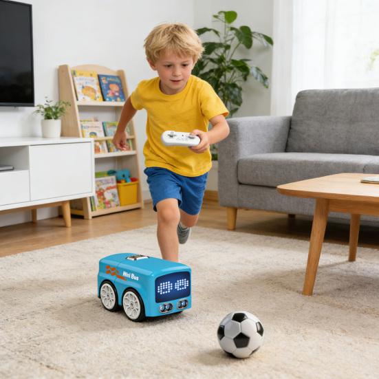 Juguete de Autobús con Control Remoto Gestos Seguir Sensor Automático de Detección de Obstáculos Coche de Juguete Vehículo Pequeño Conducción Juguete de Escritorio con Luz de Expresión
