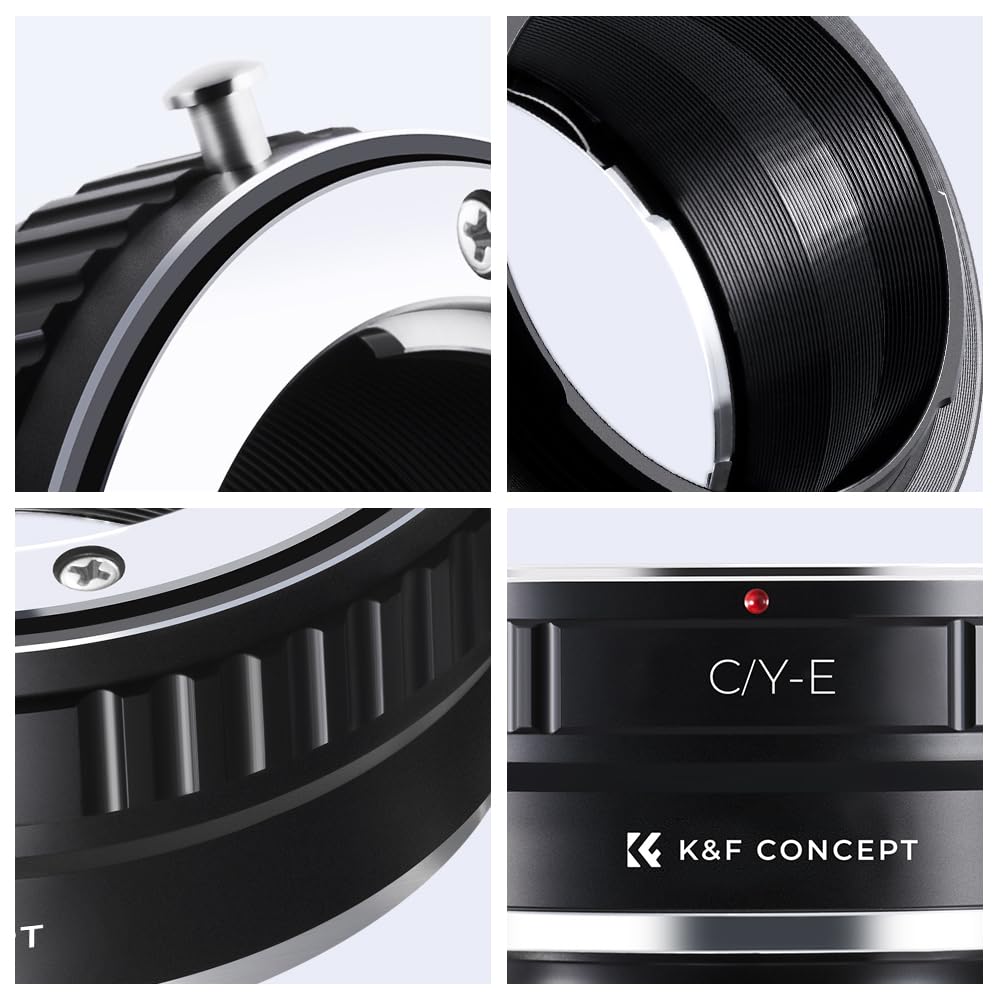 K&F CONCEPT C/Y-NEX Mount Adapter for Contax/Yashica and E-Mount Lenses to Sony/NEX Cameras, ZV-E10, High-Precision Infinity Focusing, for a6700/a7CII