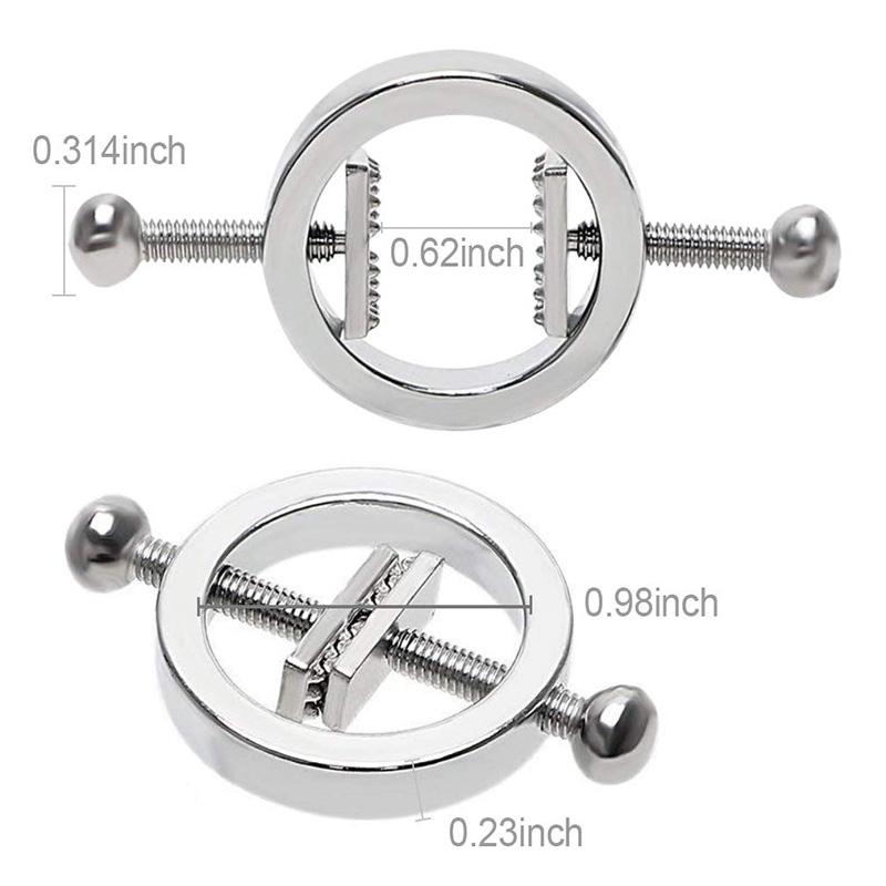 2 Pcs Stainless Steel Sexy Nipple Clamps Round Adjustable Nipple Clamp Set Body Restraints Female SM Sex Toy Non Piercing