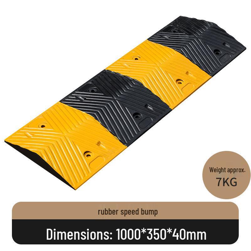 Rubber Speed Bump & Shock Absorbing Strip for Roadways and Doorways Round End