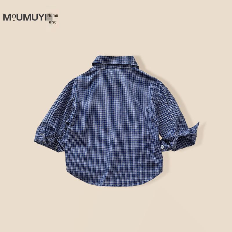 Children's Korean Style Plaid Cotton Shirt for Spring & Autumn 2025 - Casual Baby & Boys' Wear