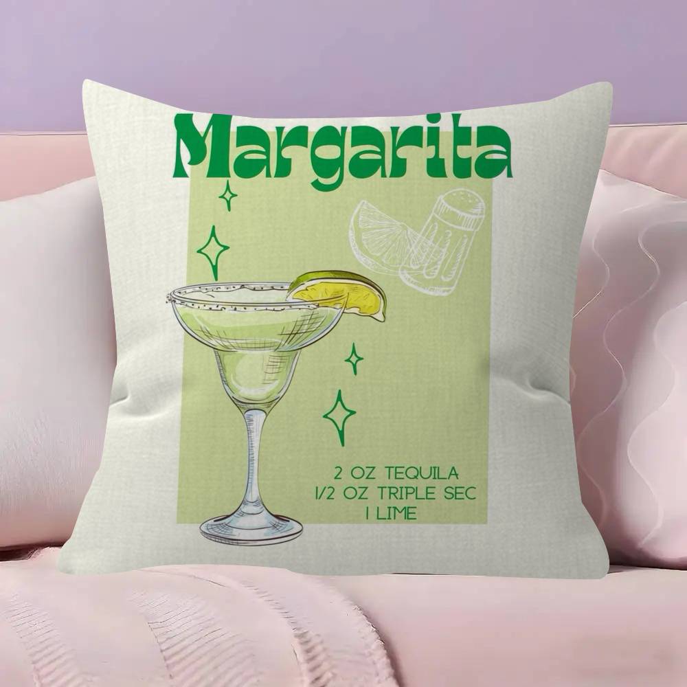 Hot MMmargarita Cocktail Arted  Pillow Cover Sofa Cushion Cover Home Room Decoration Children Gift