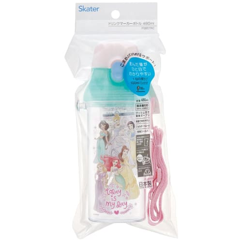 Skater Children's Clear Plastic Water Bottle 480ml Disney Princess with Scale to Manage Hydration PSB5TRC-A