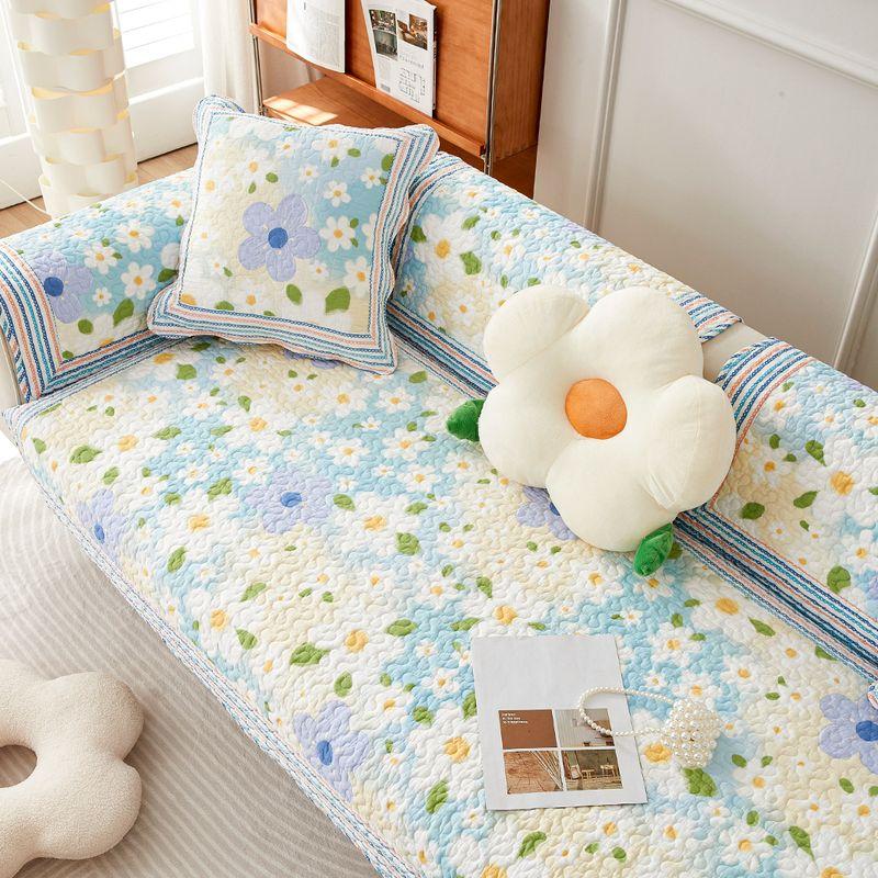 

Свежая подушка для дивана в пасторальном стиле, всесезонная, нейтральная, из стираного чистого хлопка, чехол для подушки, полотенце, кожаный нескользящий чехол, накидка Flower full Garden 70 * 70cm