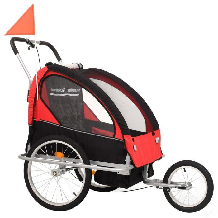 VidaXL Remorque de Vélo et Poussette 2-en-1, Chariot de Vélo avec Siège, Remorque de Bicyclette, Chariot de Transport, Noir 91375