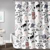 Cute Cat Cartoon Pet Cat Kitten Bathroom Curtain,Cat Paw Print Cat Lover Bath Curtain Polyester Waterproof Bathroom Curtain Wi
