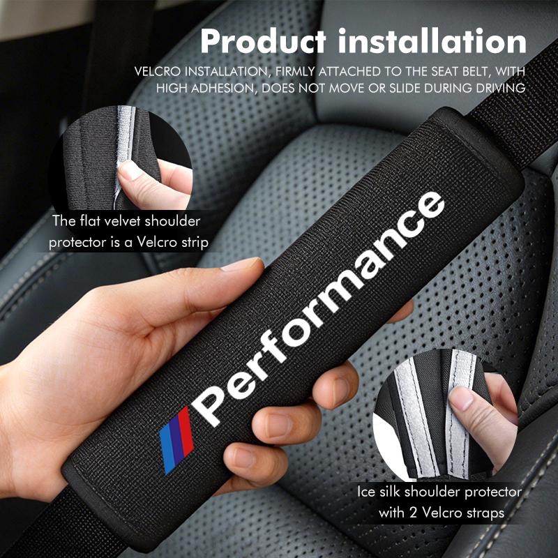 BBKL3 Car Seat Belt Plush Shoulder Strap Cover Safety Belt Pad Protector For BMW Performance M M3 M5 iX5 iX6 E60 E61 E62 E70 E71