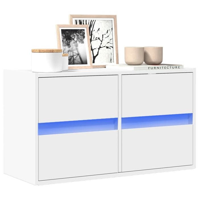 VidaXL Wall-Mounted TV Cabinet with LED Lights White 80x31x35 Cm, Wall-Mounted TV Unit, Floating TV Unit, Wall-Mounted TV Stand, 852285