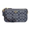 Nolita Jacquard Fabric, Cow Split Leather Handbag, Shoulder Bag Women's Denim Blue CH149-IMDEI