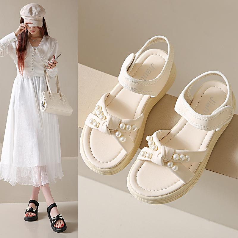 2025 New Skirt Women's Soft-soled Slippers French Sandals Summer with Super Fire Beach Roman Shoes