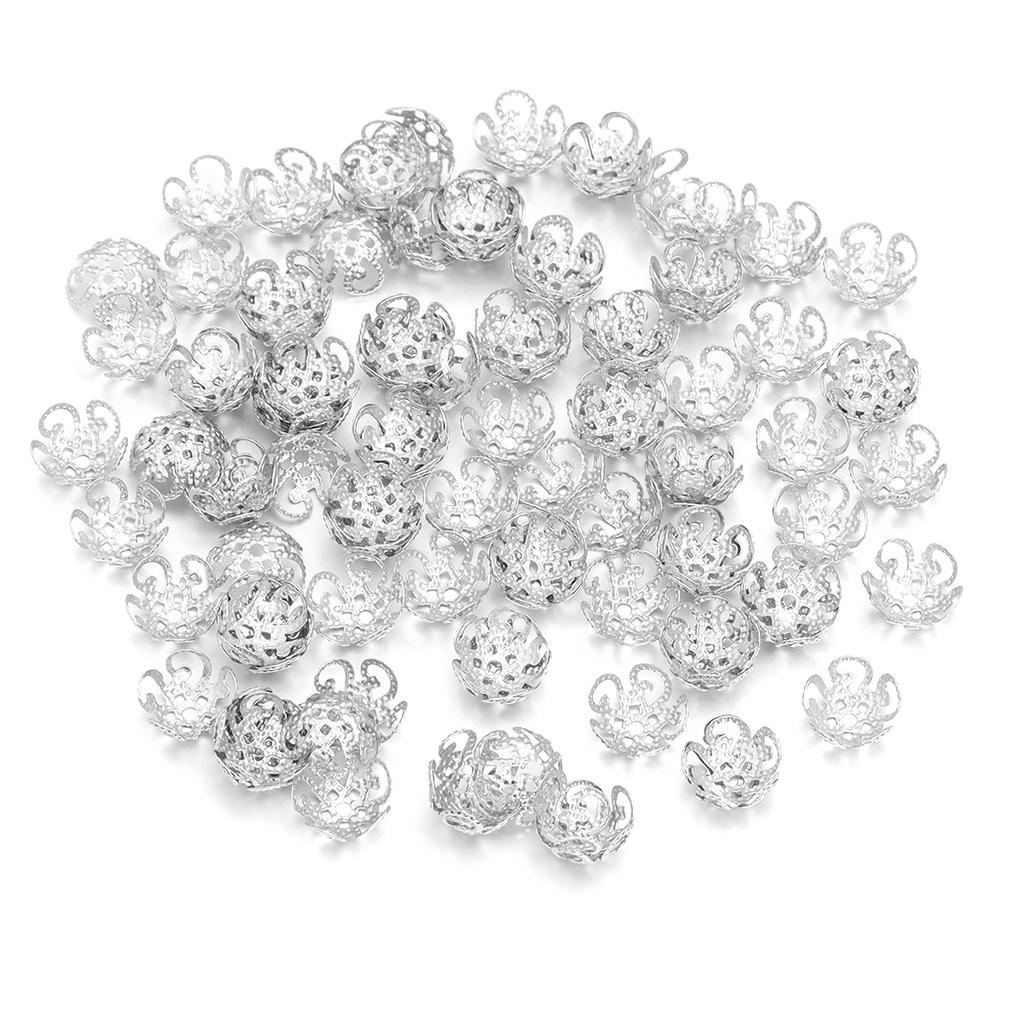 100Pcs 8 10mm Metal Iron Flower Torus Lotus Shape Bead Caps For Jewelry Making End Spacer Beads DIY Charms Bracelet Accessories