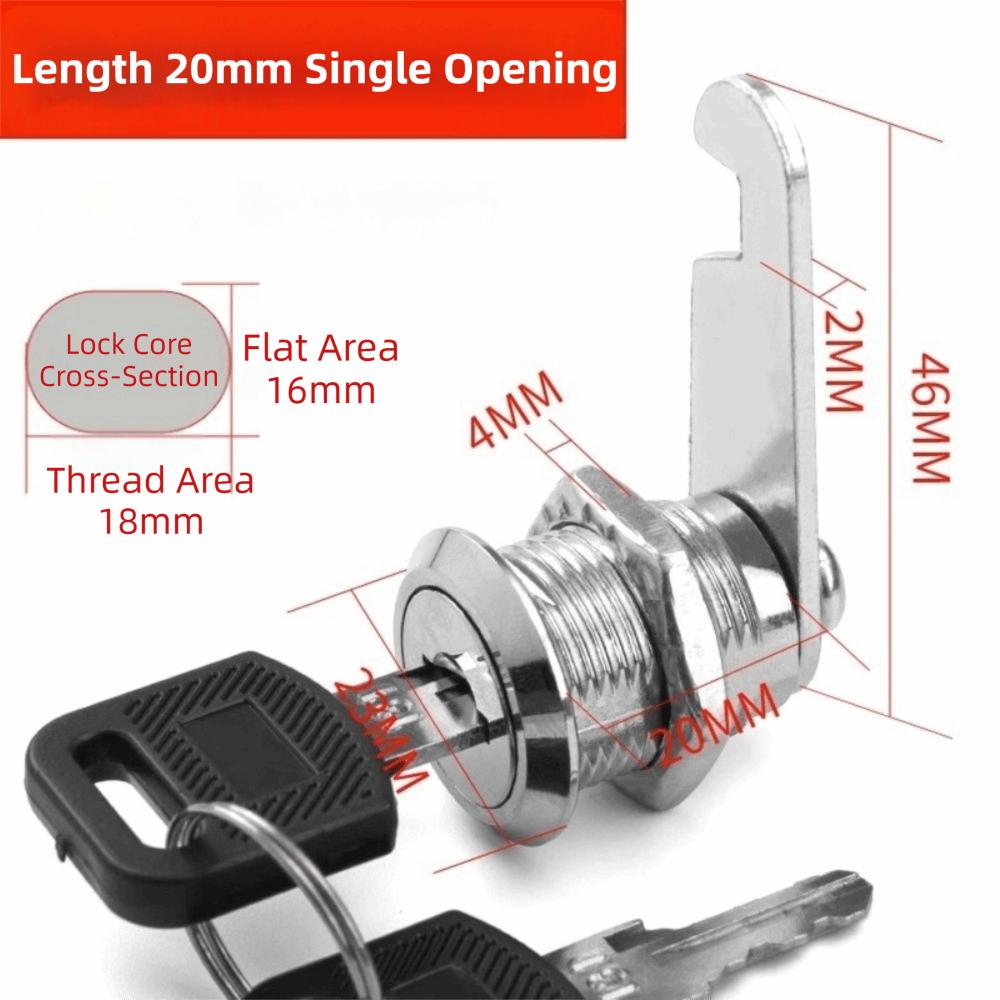Portable Single Open Cabinet Lock Metal Cabinet Silver Cam Lock with 2 Keys Easy Replacement Drawer Lock Drawer