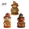 Small Thanksgiving Party Props Fall Scarecrow Figurine, Wooden Pumpkin Statue, Rustic Autumn Indoor Seasonal Accents Harvest Tabletop Decoration