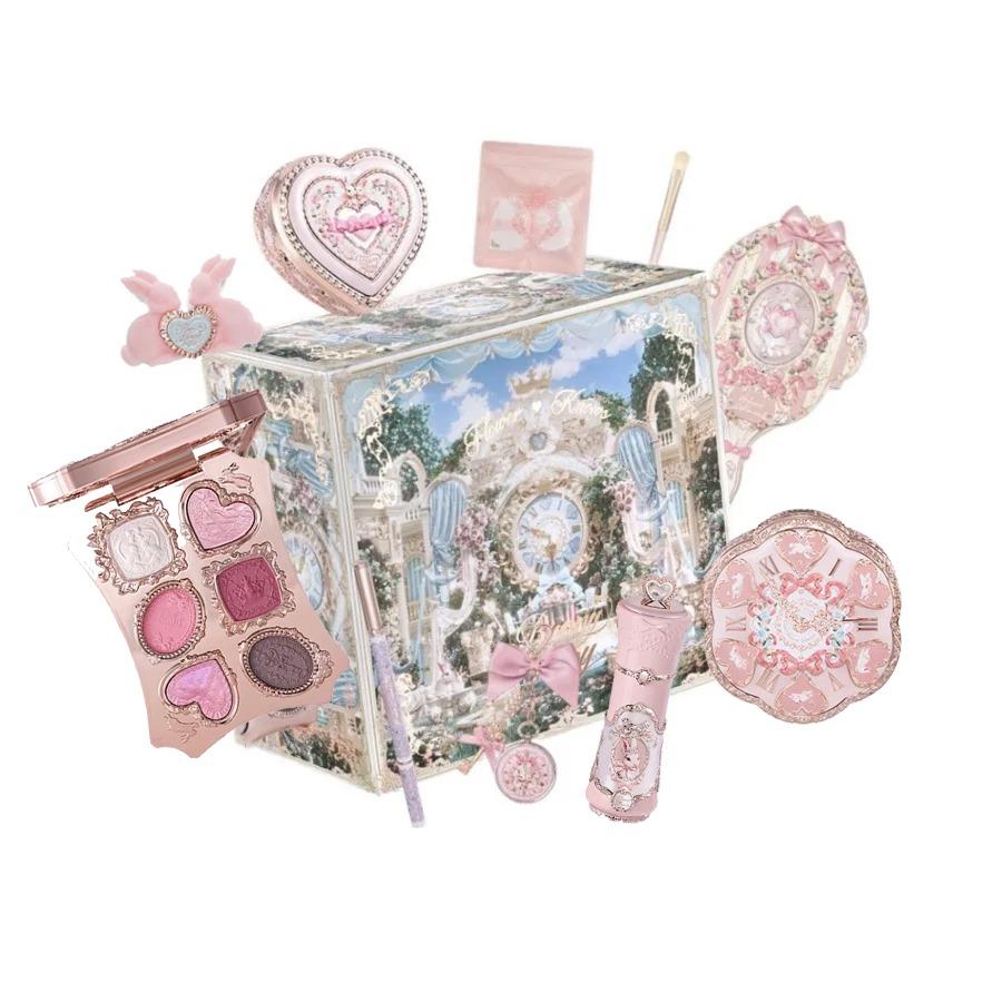 Flowerknows Garden Collection Lip Cream Blush Air Cushion CC Cream Liquid Foundation Eye Shadows Palette Makeup Set 10pcs