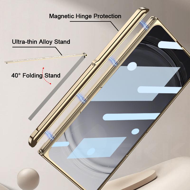 Für OPPO Find N6 Hülle Magnetischer Scharnierständer Beschichtet Klar Kabelloses Laden Bildschirmschutzglas für OPPO Find N6 Hülle