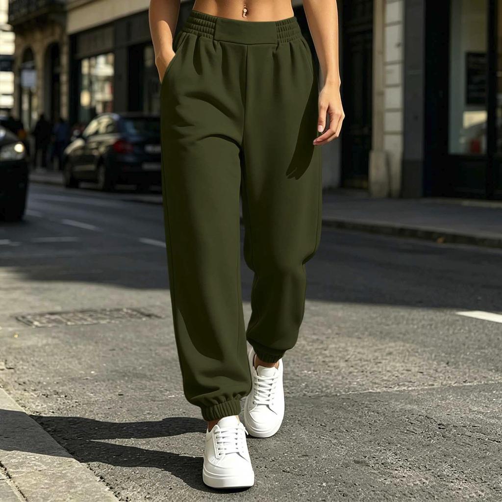 Women's Cotton Loose Fit Wide Leg Pants with Pockets for Casual Daily Wear