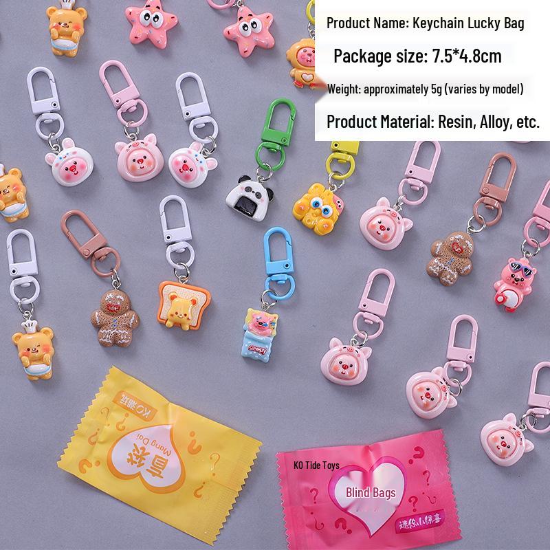 

Cartoon Keychain Surprise Bag: Cute Pendant Gift for Students & Besties Resin Keychain Surprise Bag [5 pcs]