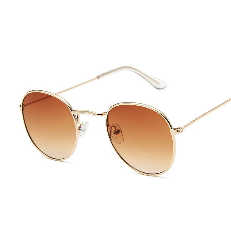 

Vintage Round Sunglasses Woman Fashion Metal Small Frame Eyewear Driver Google Brand Female Travel Classic Sun Glasses with Case with Black Case