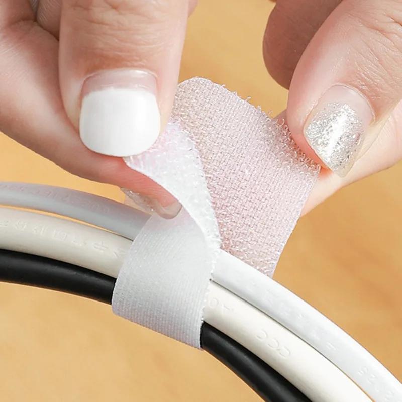 Reusable Data Cable Tie Punch-free Household Multi-functional Self Adhesive Desk Management Adjustable Cord Organizer Straps