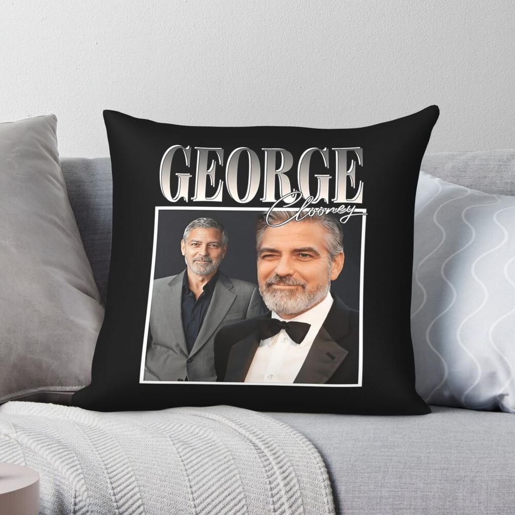 George Clooney Actor Square Pillowcase Polyester Linen Velvet Printed Zip Decor Throw Pillow Case Room Cushion Cover