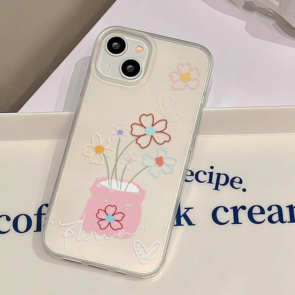 ins cartoon flower for iPhone17ProMax soft case Apple 17 matte mobile phone case 16/15 anti-drop 14
