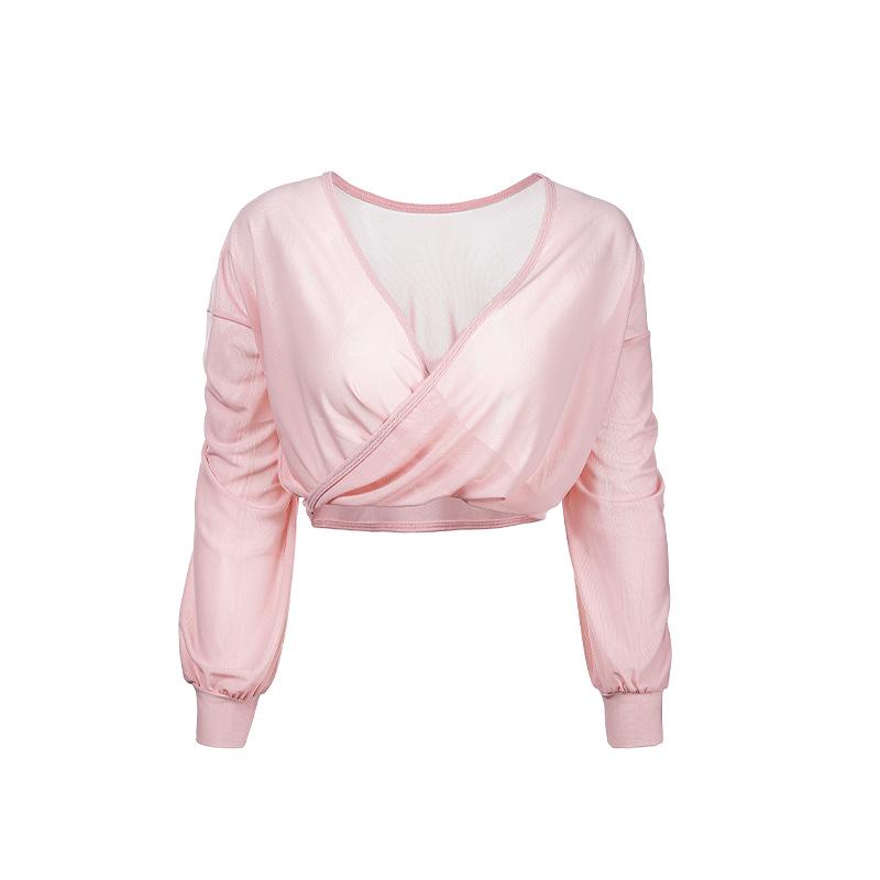 "Women's Long Sleeve Mesh Yoga Top - Breathable Pilates & Running Fitness Cover-Up"