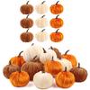 M-Modern-Artificial Pumpkins Decor,3 Colors Faux Flocked For Party Wedding Halloween Thanksgiving Table Decoration