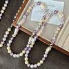 Vintage High Quality Maillard Color High Quality Strong High Gloss Imitation Pearl Necklace Collarbone Chain