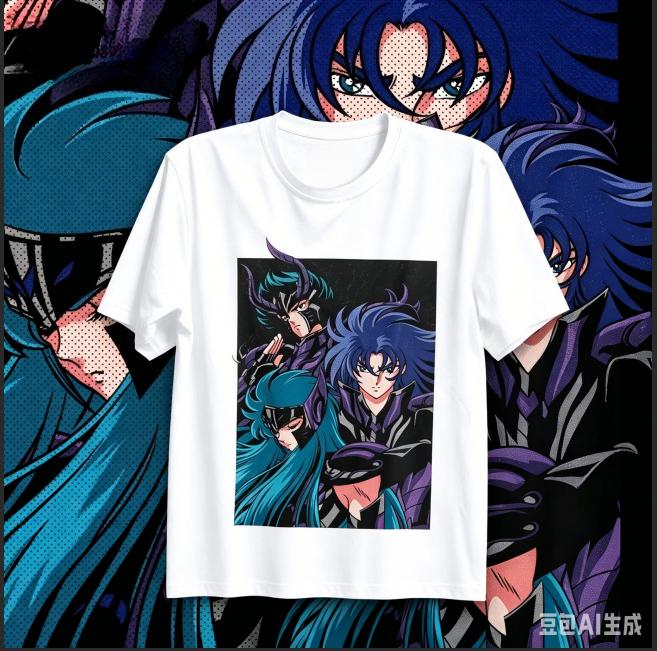 Saint Seiya Hades Saga Aquarius Gemini Black Cloth Panel Collage Anime Graphic Black TShirt Unisex Oversized Y2k Streetwear Tee
