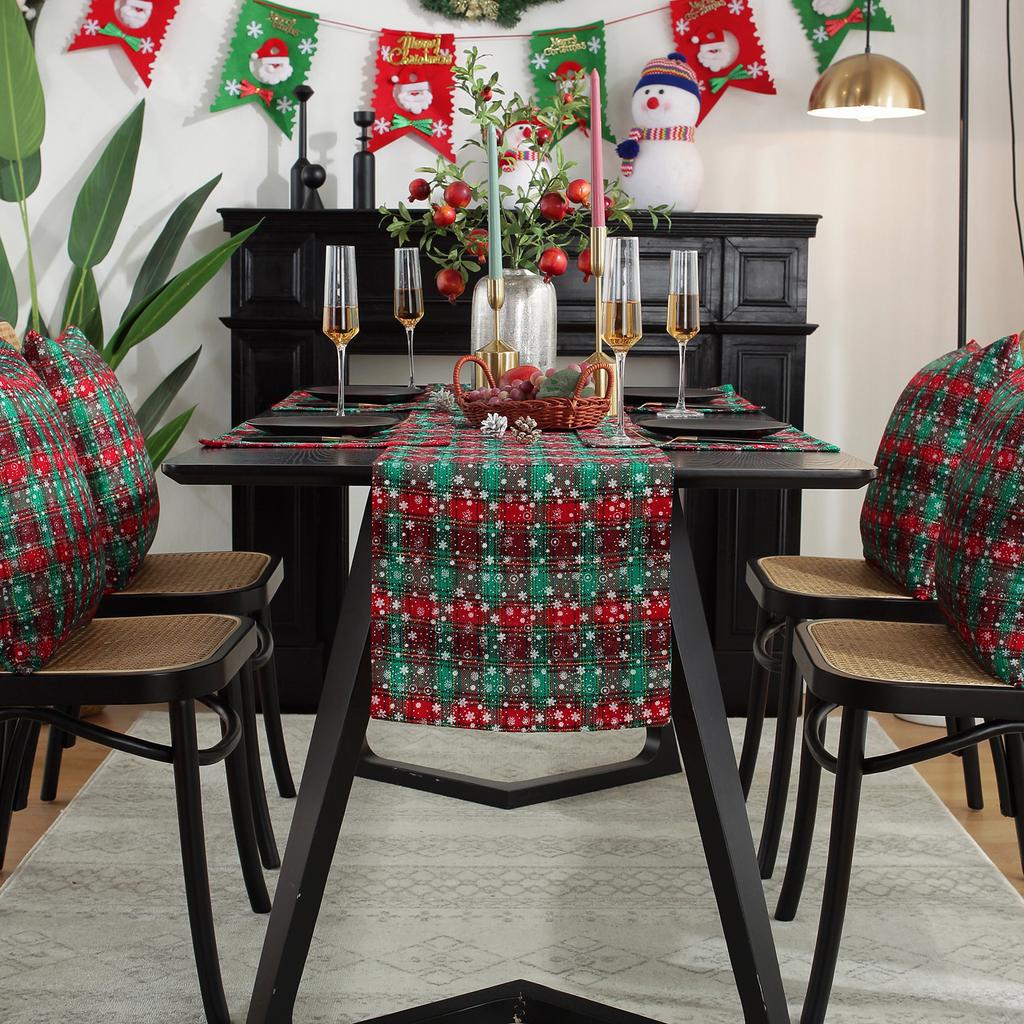 Ambiance de Noël Drapeaux de table Nappes Nappe festive rouge Drapeau de table Meuble TV Housse de table basse Serviette