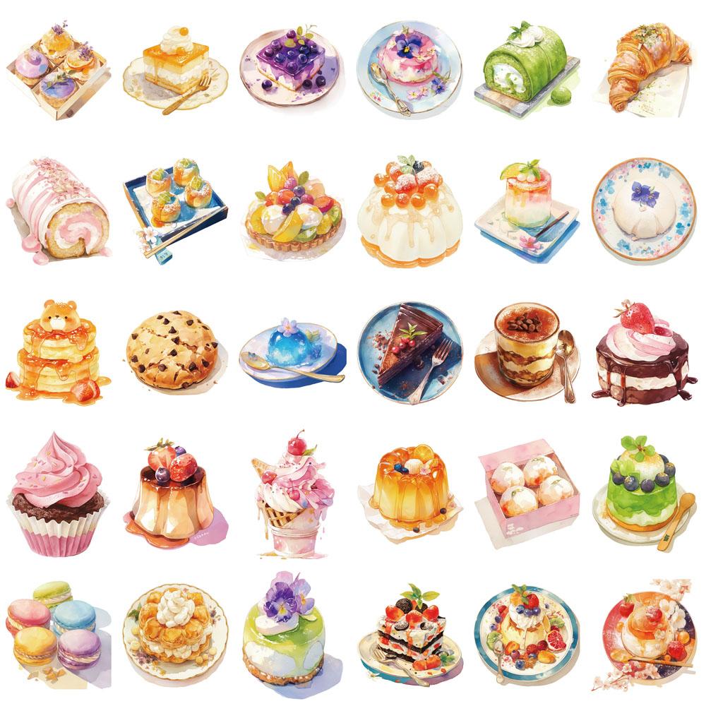30PCS Cartoon Dessert Shop Sticker Cake Shop Nostalgia Laptop Decorative Luggage Pages Skateboard Graffiti Waterproof Stickers