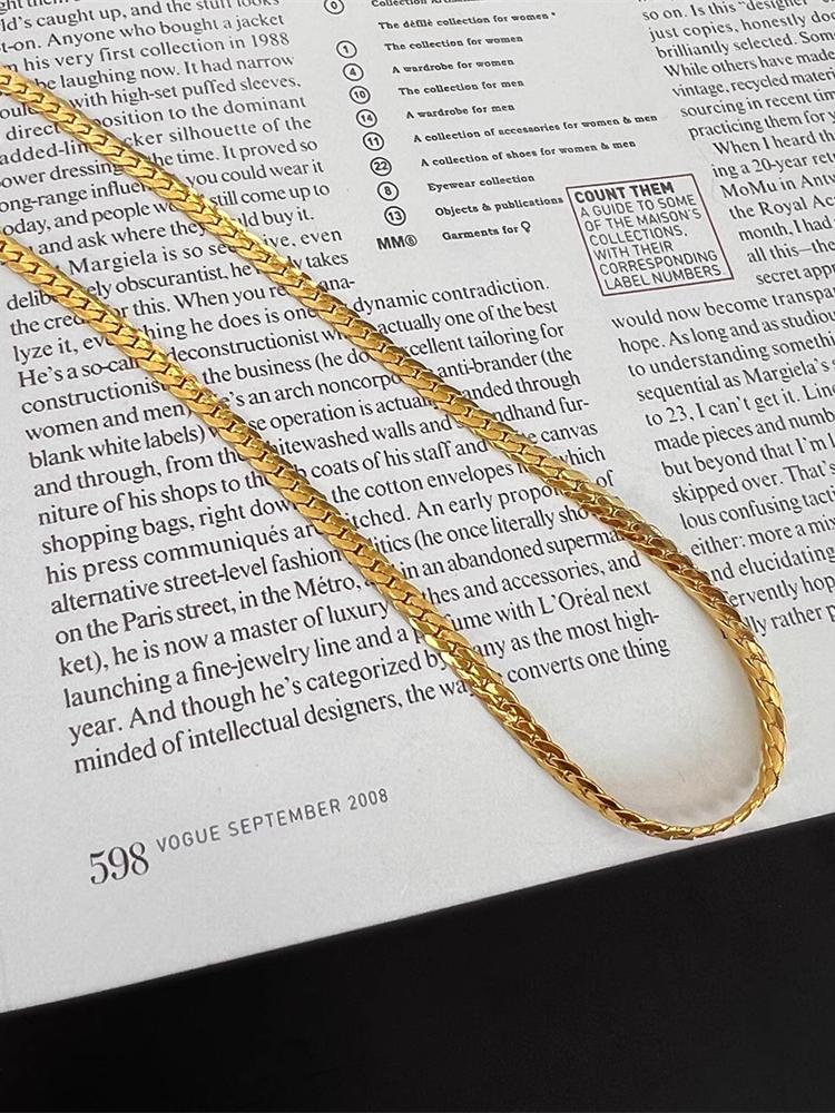 Titanium Steel 18K Gold Minimalist Elegant Horsewhip Clavicle Chain Japanese and Korean Short Necklace Necklace Female Niche Style Snake Bones Chain