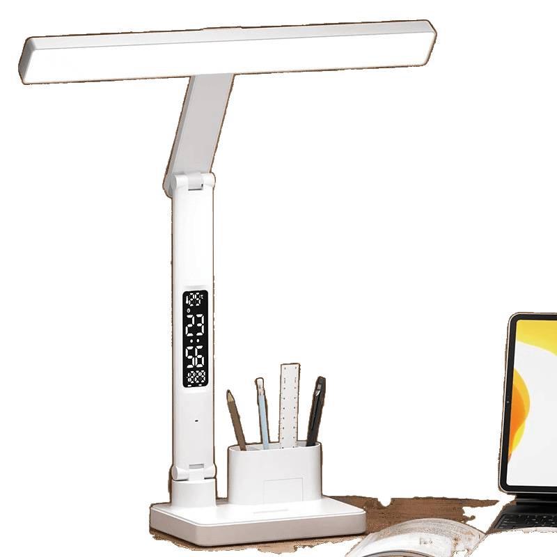 AA-Klasse Augenschutz Schreibtischlampe mit Uhr für Studentenstudium und Lesen