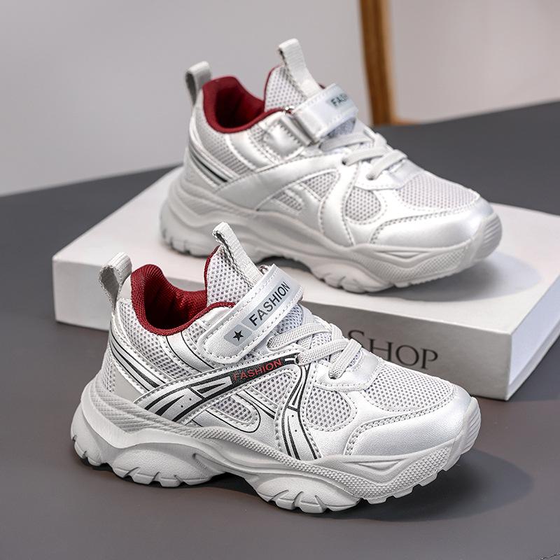 2025 Spring and Autumn New Boys Shock-absorbing Sports Shoes Medium and Large Children Non-slip Girls Lightweight Double Mesh Breathable Casual Shoes