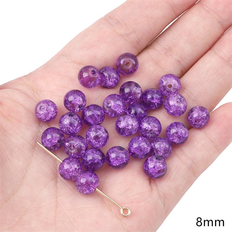 Handgefertigt Bambusgelenk Glas Lila Runde Perlen DIY Armband Halskette Schmuck