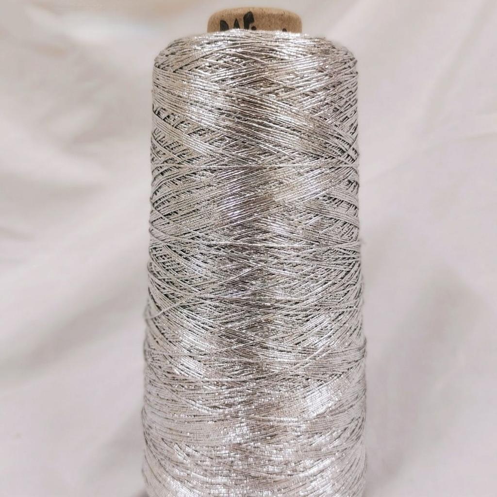 530M Featured Silver Crochet Yarn Braided Wire Silver Core-yarn Colourful Metallic Kniting Thread Diy Crochet Bag Fancy Yarn