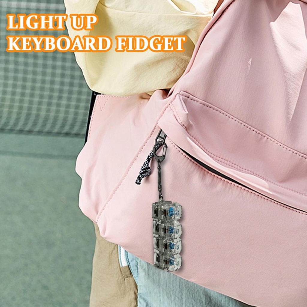 LED Keyboard Keychain Key Tester Key Stress Relief Toy DIY Button Keycap Keychain With Lights Toys Gift For Adults Kids