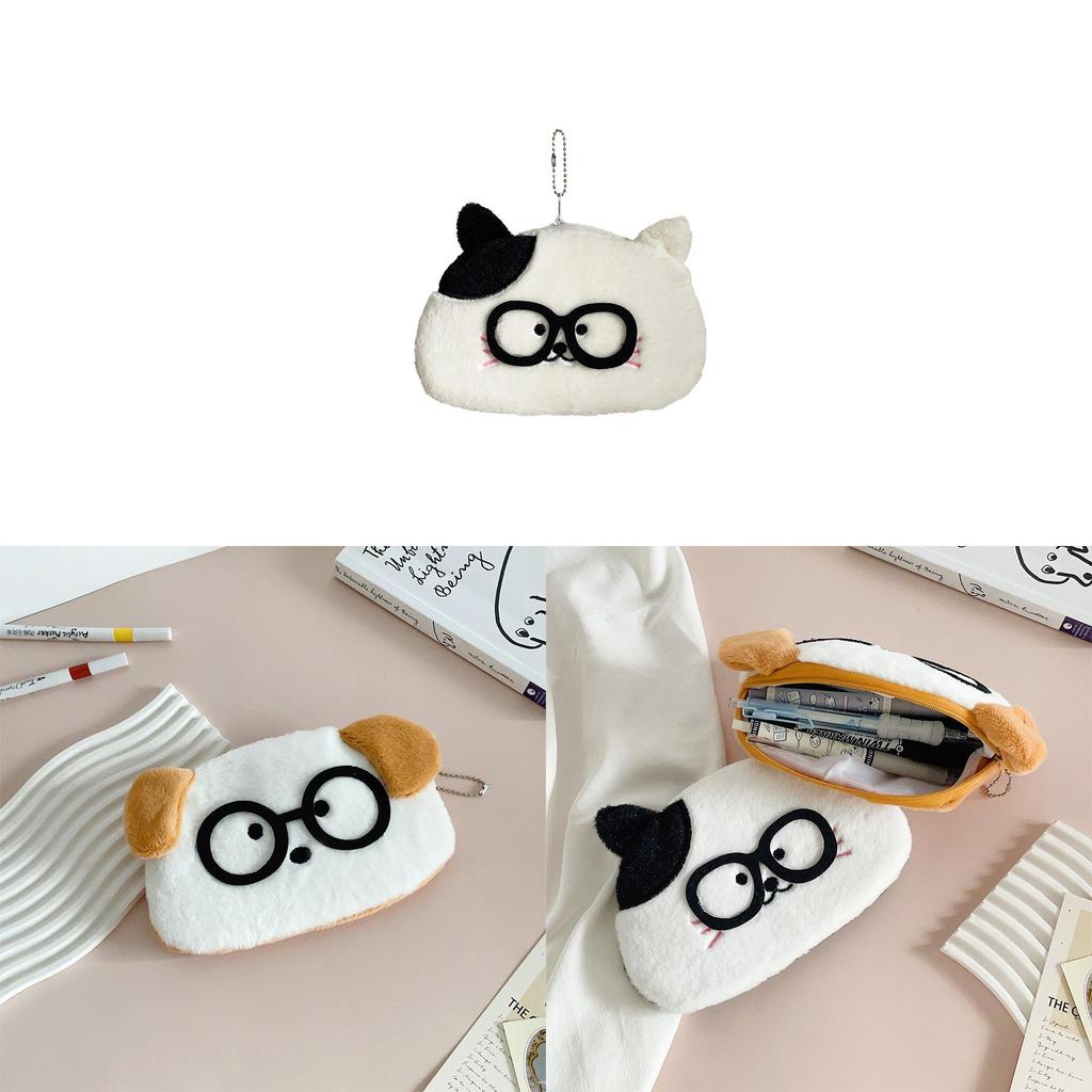 Plush Dog Pencil Case With Large Capacity For Kids Stationery Storage