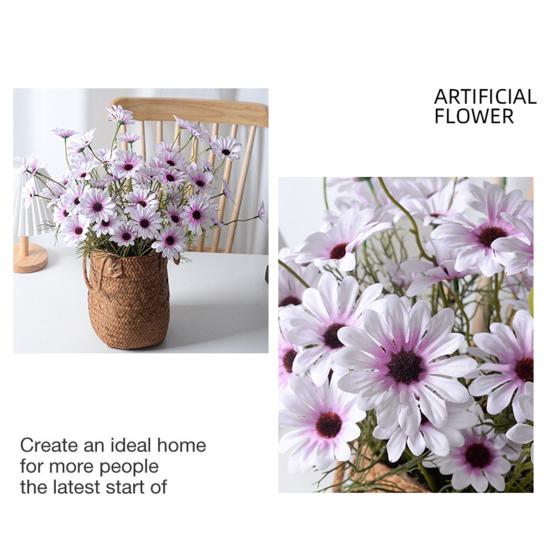 Artificial Flowers 5-Head Artificial Dutch Chrysanthemum & Daisy Bouquet 52cm Silk Faux Flowers for Wedding Holiday Home Decor Photography Props