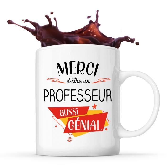 Mug - Merci - Professeur Génial - Céramique - 325 ml - Lave-vaisselle et Micro-onde
