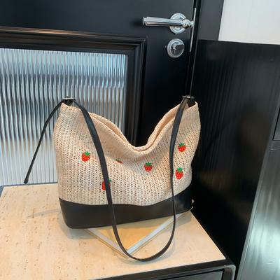 Woven Bucket Bag Women'S Casual Summer Beautiful Messenger Bag Fashionable Foreign Style Portable Tote Bag Women