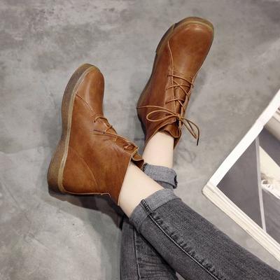 Designer Brand Handmade Genuine Leather Women Ankle Boots Spring Autumn Female Riding Fashion Boots Shoes Botas Mujer