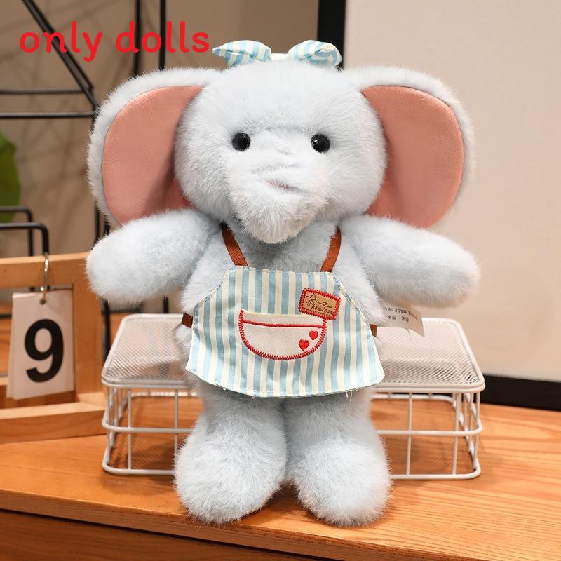 

Plush Sheep Elephant Toys With Striped Apron And Bow Decoration For Gift Kids Elephant,30cm