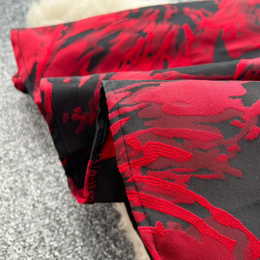 Robe de Luxe en Velours Style Français Col V Manches Longues Ceintures Épissure Jacquard Automne Femmes Imprimé Floral Fête Robe Maxi