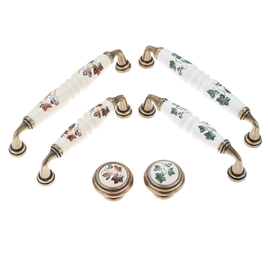 DRELD Vintage Rural Ceramic Drawer Cupboard Door Furniture Handles Cabinet Handles and Knobs Dresser Kitchen Pull +M4x25mm Screw