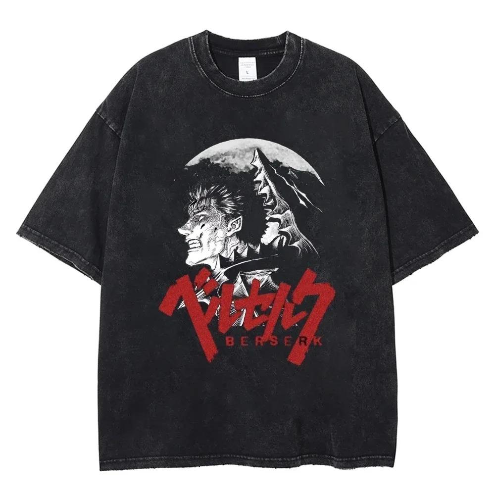 Casual Harajuku Vintage Hip Hop Clothing  Anime Berserk Griffith T Shirts Washed Manga Graphic Oversized Y2k TShirts Unisex