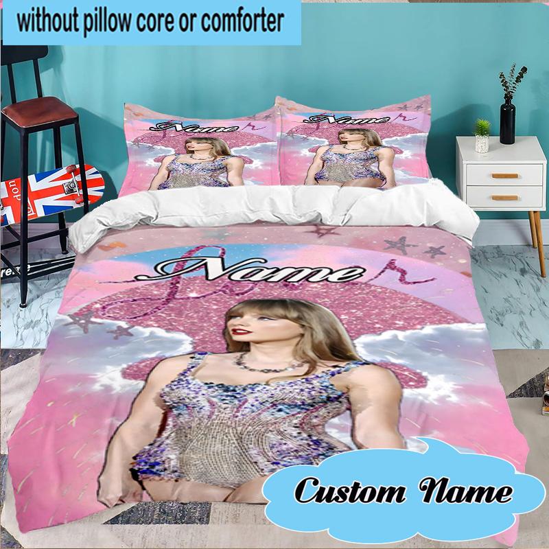 Custom Name Taylor Top singer Bedding Set 3pcs, Bedding Set Including 1pc Duvet Cover And 2pcs Pillowcases for Bedroom, Dormitory Gift