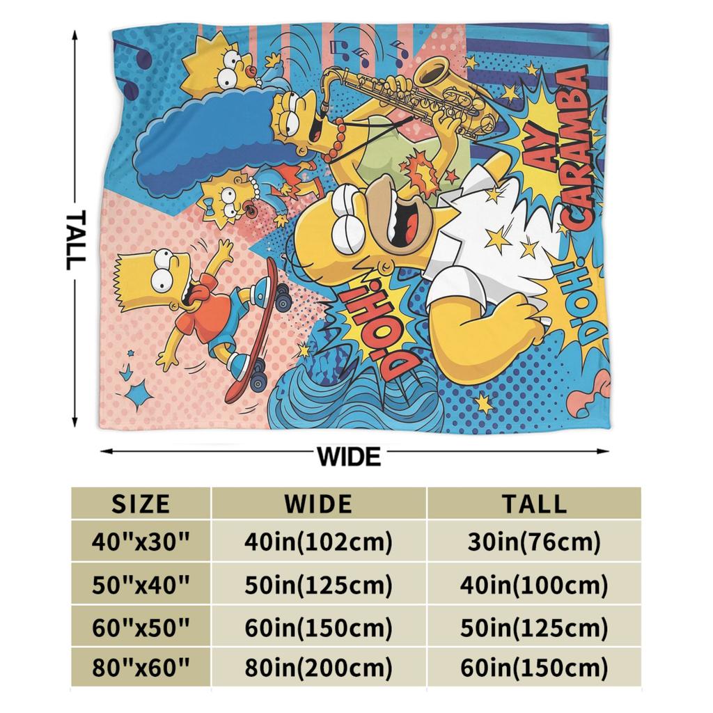 Dynamic Anime Family Vivid Portrait Flannel Blanket The Simpsoned Soft Durable Throw Blanket for Living Room Bedspread Bed Cover