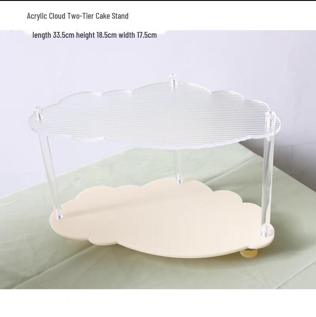 10-Piece White Dessert Display Stand Set: Wooden & Acrylic Tabletop Decoration
