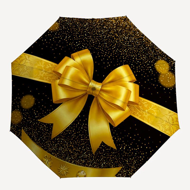

1pc Golden Gift Ribbon Umbrella with Plastic Handle,Compact & Stylish,Suitable for All Seasons YS331059